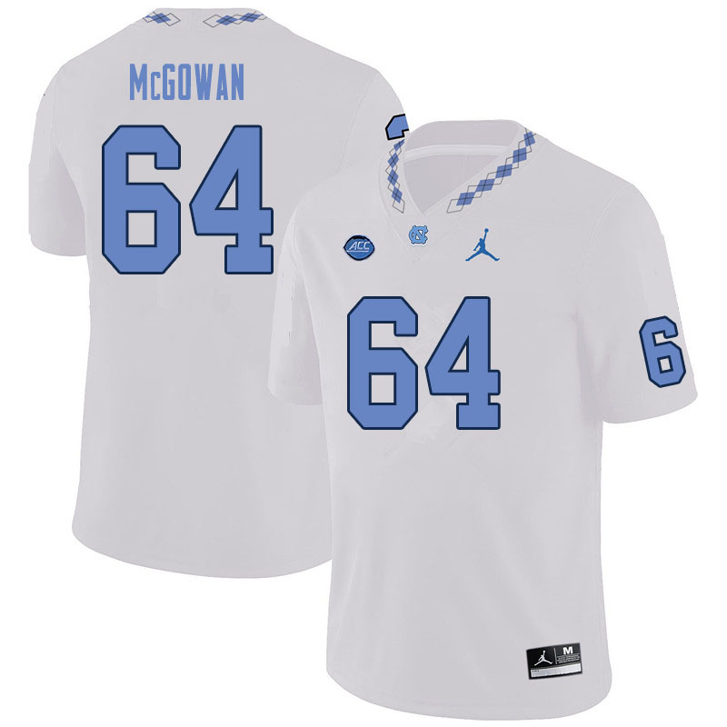 Men #64 Malik McGowan North Carolina Tar Heels College Football Jerseys Sale-White